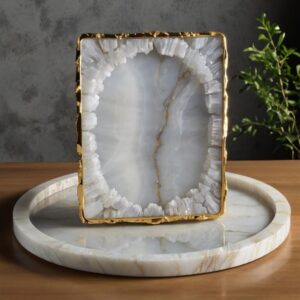 White Crystal Onyx Tray