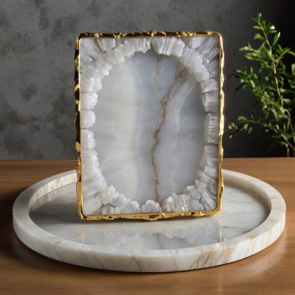 White Crystal Onyx Tray