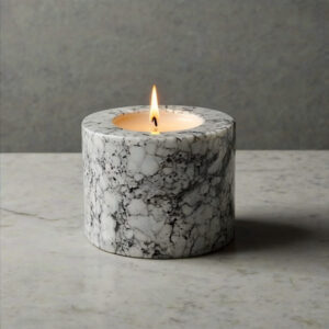 White Ice Granite Candle Holders
