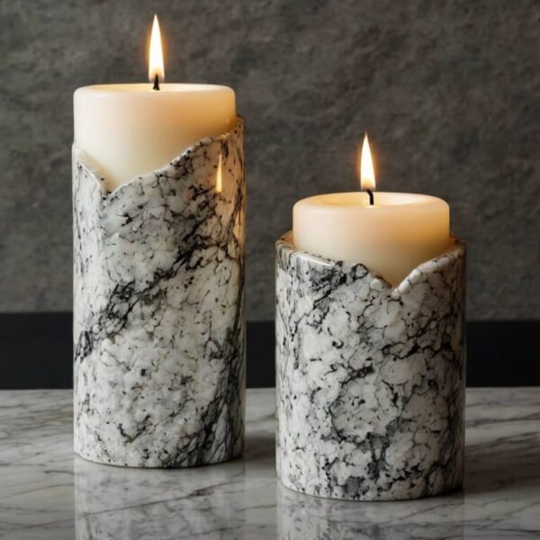 White Ice Granite Candle Holders - Image 2