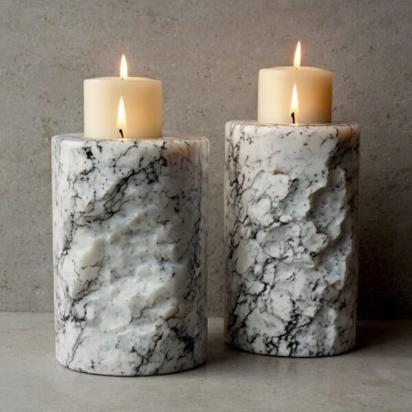 White Ice Granite Candle Holders - Image 4