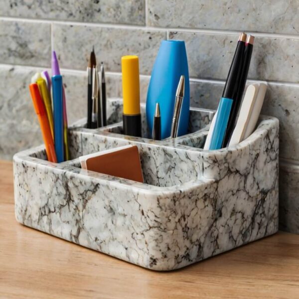 White Ice Granite Desk Organizer - Image 2