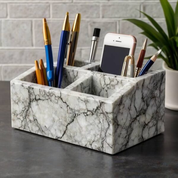 White Ice Granite Desk Organizer - Image 3