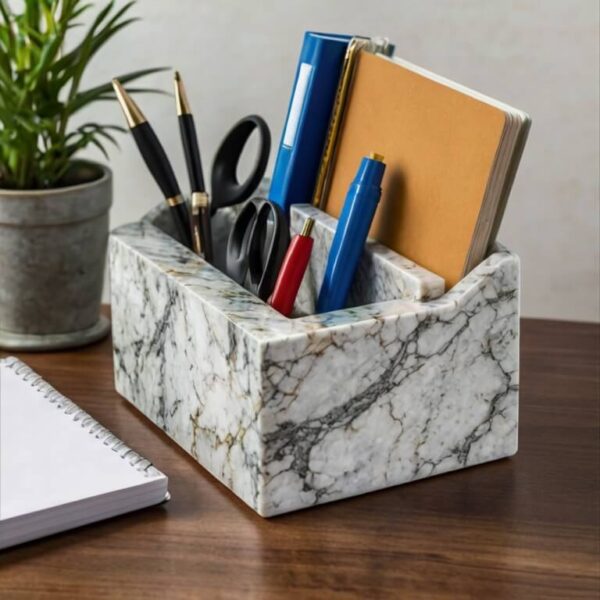 White Ice Granite Desk Organizer - Image 4