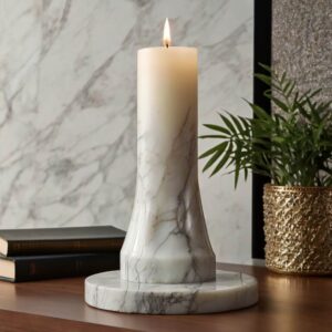 White Macaubas Marble Candle Holders