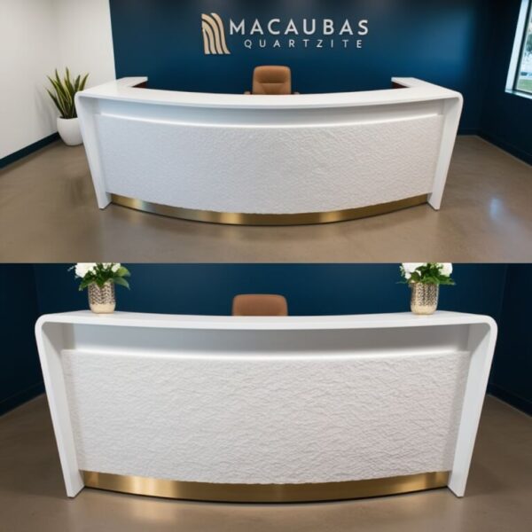 White Macaubas Quartzite Reception Desk - Image 3