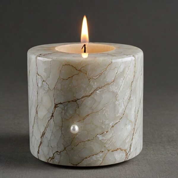 White Pearl Quartzite Candle Holders