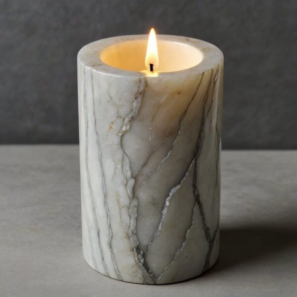 White Pearl Quartzite Candle Holders - Image 2