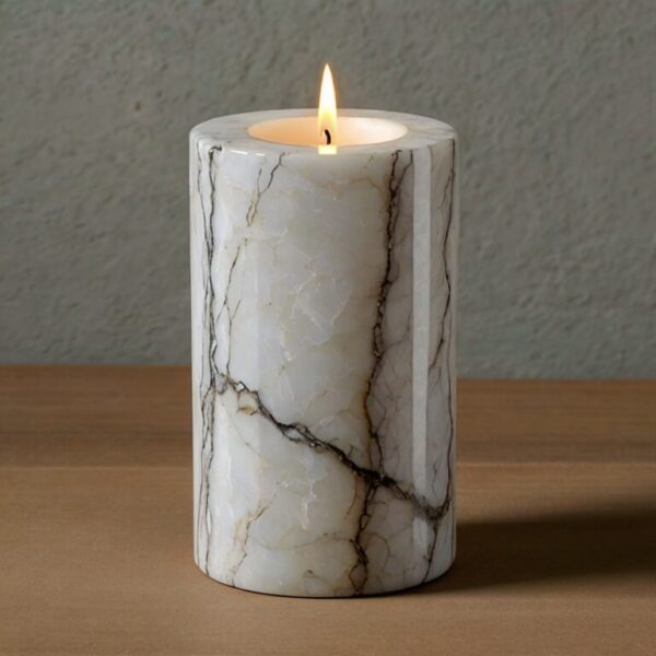 White Pearl Quartzite Candle Holders - Image 3