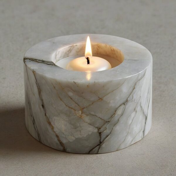 White Pearl Quartzite Candle Holders - Image 4