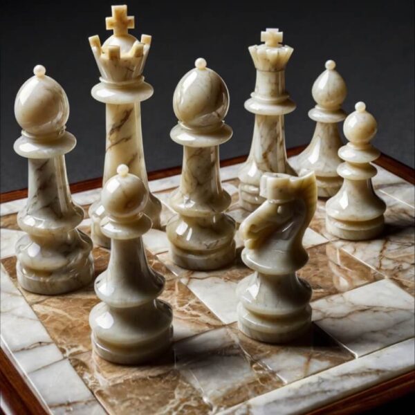 White Pearl Quartzite Chess Set - Image 3