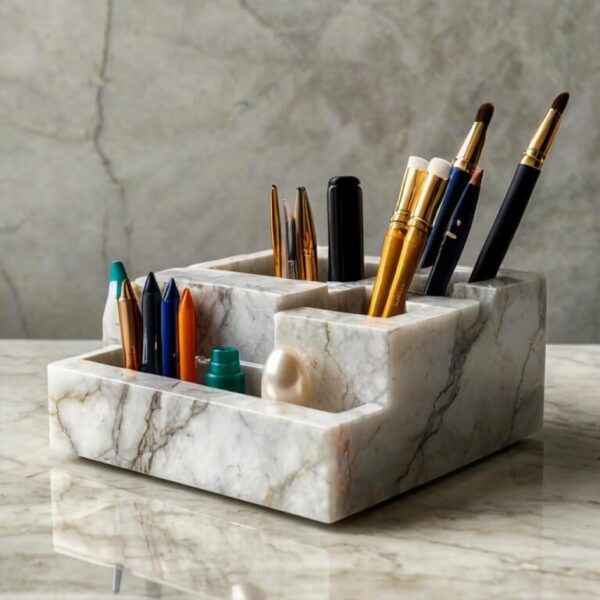 White Pearl Quartzite Desk Organizer - Image 3