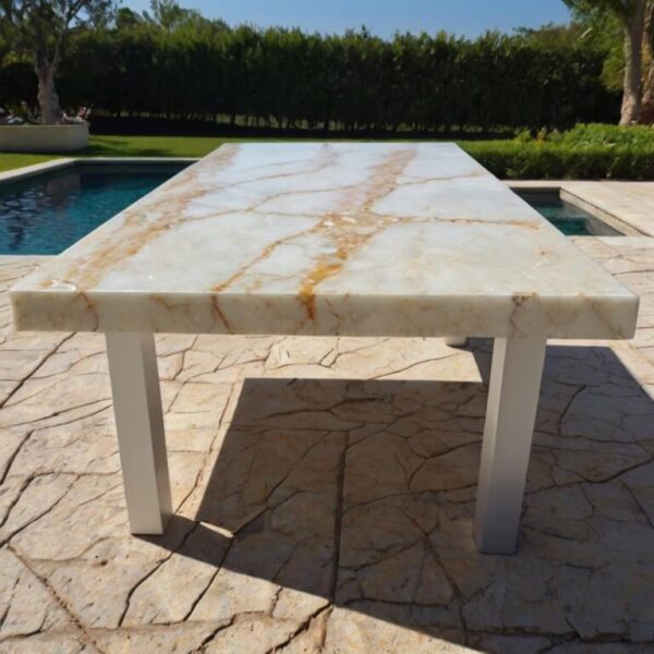 White Sand Quartzite Outdoor Table