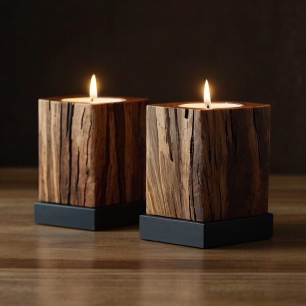 Wood Candle Holders - Image 2