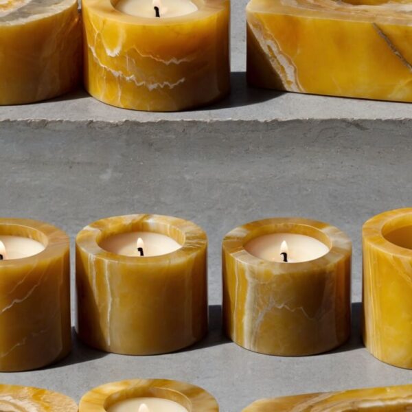 Yellow Onyx Candle Holders - Image 3