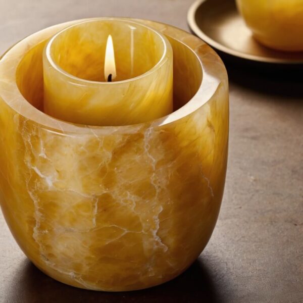 Yellow Onyx Candle Holders - Image 4