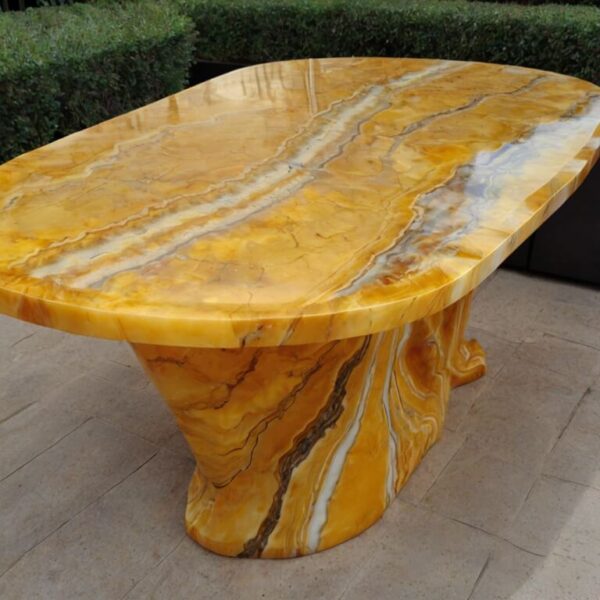 Yellow Onyx Outdoor Table - Image 2