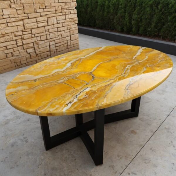 Yellow Onyx Outdoor Table - Image 3