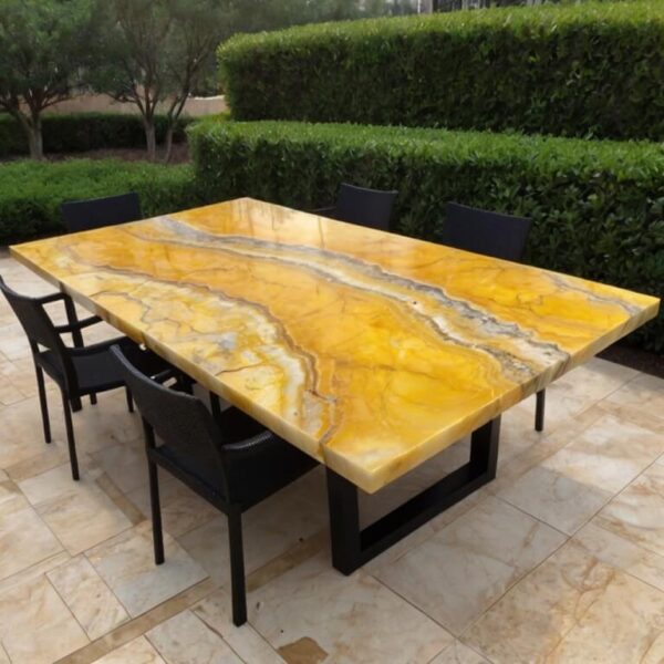 Yellow Onyx Outdoor Table - Image 4