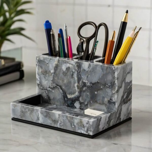Zodiaq Oyster Quartz Desk Organizer - Image 2