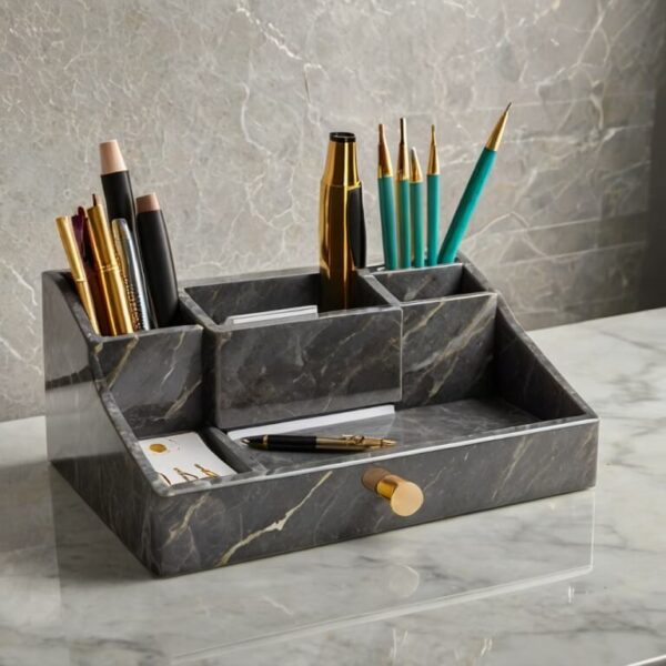 Zodiaq Oyster Quartz Desk Organizer - Image 3